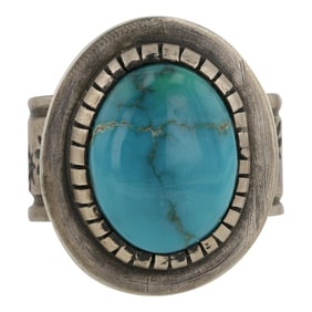 Bobby Johnosn Navajo Blue Gem Turquoise Ring