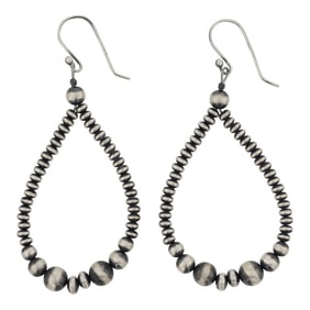 Navajo Oxidized Beads Hoop Earrings