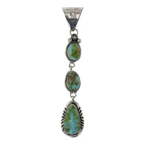 Navajo Sonoran Gold Turquoise Three Stone Pendant