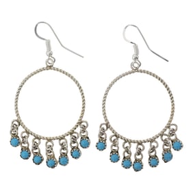 Zuni Kingman Turquoise Chandelier Earrings