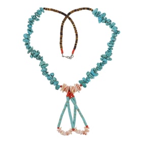 Navajo Jacla Necklace Turquoise & Shell Jacla Necklace