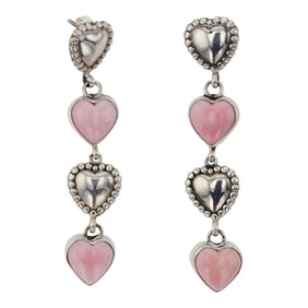 Navajo Pink Conch Heart Earrings