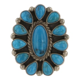 Ella Linkin Navajo Blue Gem Turquoise Cluster Ring