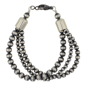 Navajo Oxidized Beads Three Strand 4mm 5mm & 6mm Three Strand Bracelet