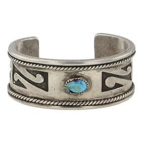 Vintage Navajo Kingman Turquoise Cuff Bracelet
