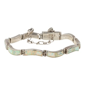 Thomas Francisco Navajo Synthetic Opal Inlay Link Bracelet