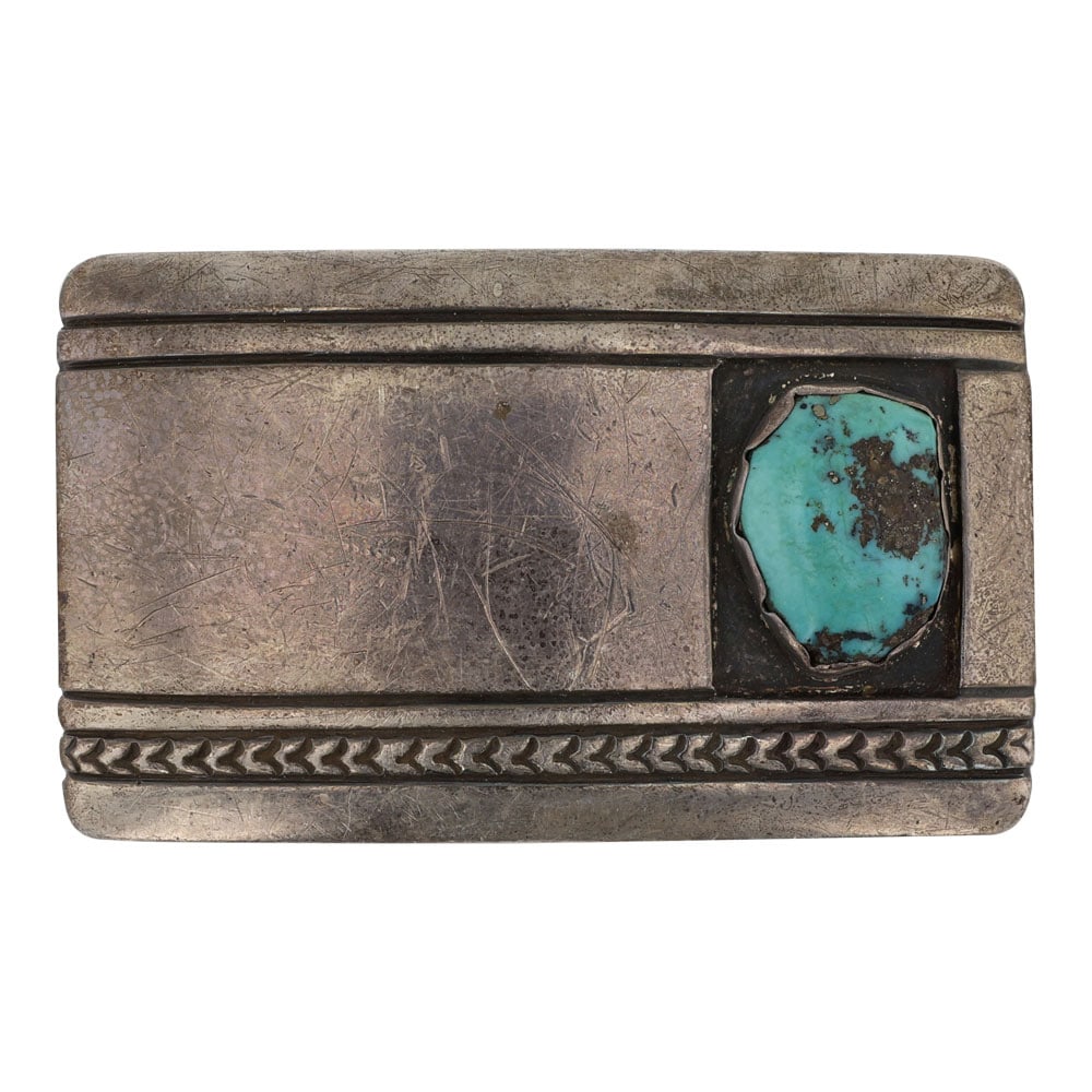 Vintage Navajo Nevada Turquoise Belt Buckle (1 of 2)