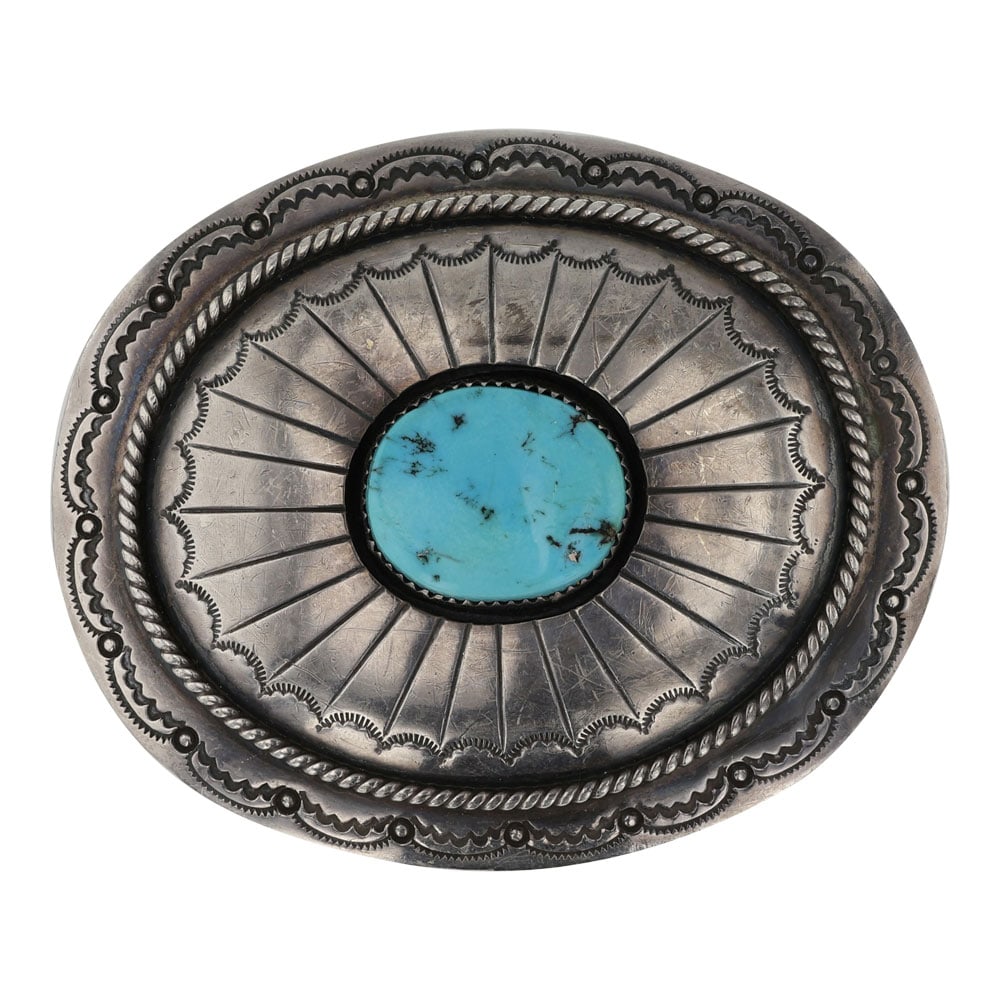 Wilbur Musket Vintage Navajo Sleeping Beauty Turquoise Belt Buckle (1 of 2)