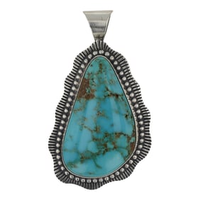 Chris Billie Navajo Pilot Mountain Turquoise Pendant