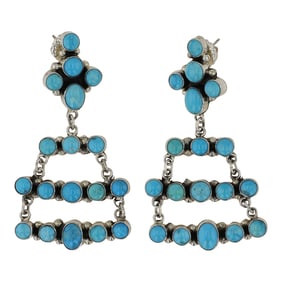 Navajo Kingman Turquoise Chandelier Earrings