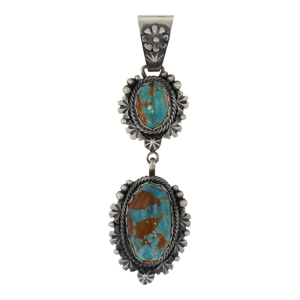 Daniel Benally Navajo Royston Turquoise Two Stone Pendant (1 of 2)