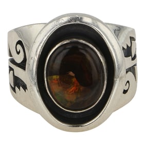 Leonard Bruce Hodgins Navajo Fire Agate Ring
