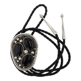 Navajo Black Onyx Bolo Tie