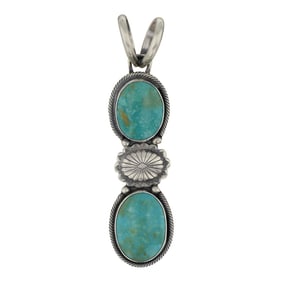 Jameson Garcia Navajo Nevada Turquoise Two Stone Pendant