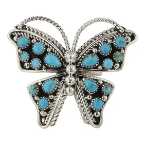 Tina Jones Navajo Kingman Turquoise Butterfly Ring