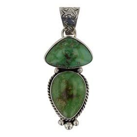 Etta Endito Navajo Sonoran Gold Turquoise Two Stone Pendant