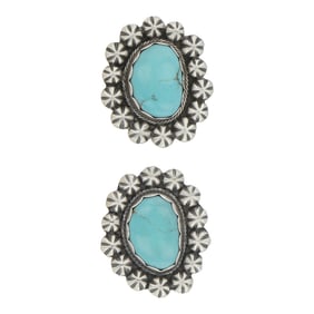Tom Loy Navajo Lone Mountain Turquoise Earrings