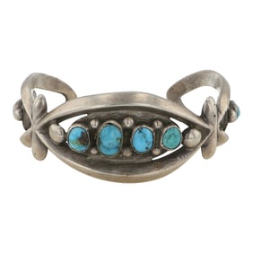 Vintage Navajo Nevada Turquoise Sandcast Cuff Bracelet