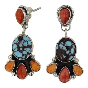 Travis Jim Navajo Turquoise & Spiny Oyster Earrings