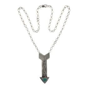 Ray Bennett Navajo Fox Turquoise Arrow Necklace