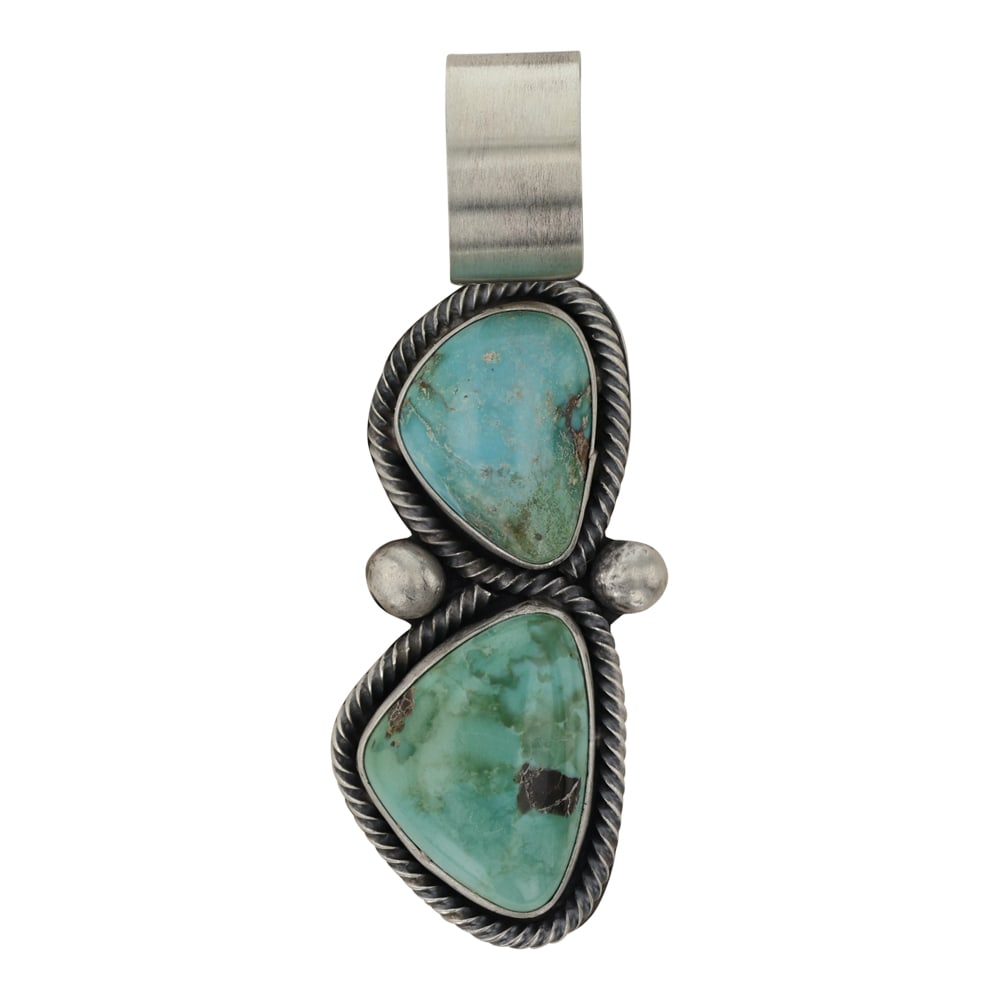 Cordell Platero Navajo Nevada Turquoise Two Stone Pendant (1 of 2)