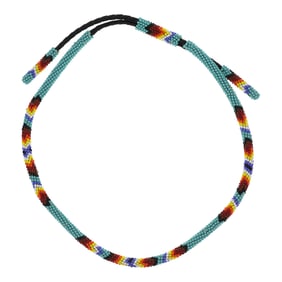 Navajo Beadwork Glass Beads Bolo Tie Necklace