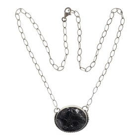 Danny Henio Navajo White Buffalo Bar Necklace