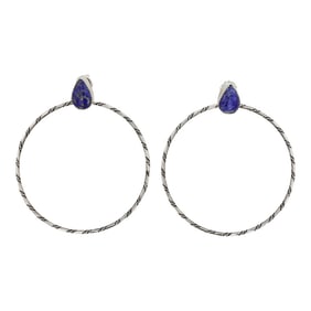 Navajo Lapis Hoop Earrings