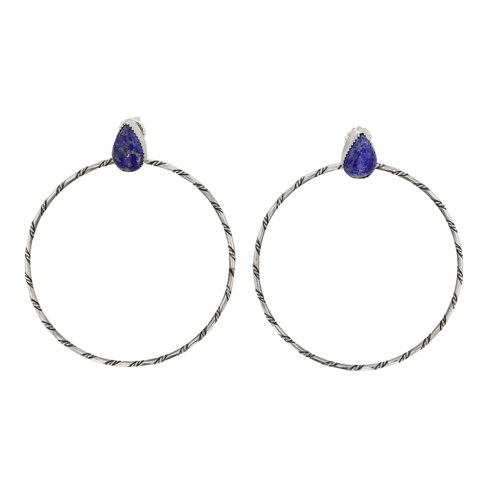 Navajo Lapis Hoop Earrings (1 of 2)