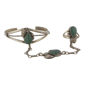 Vintage Navajo Malachite Slave Bracelet