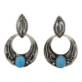 Rose Lincoln Navajo Kingman Turquoise Earrings