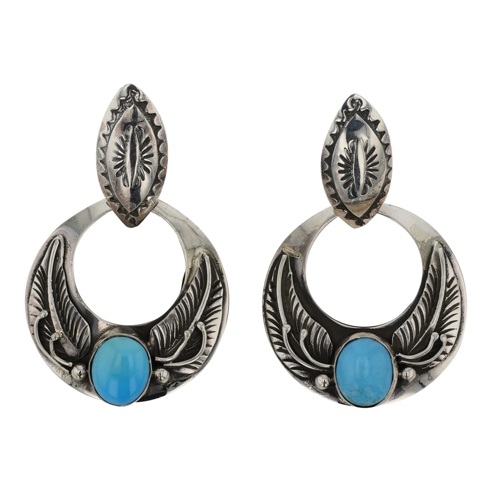 Rose Lincoln Navajo Kingman Turquoise Earrings (1 of 2)