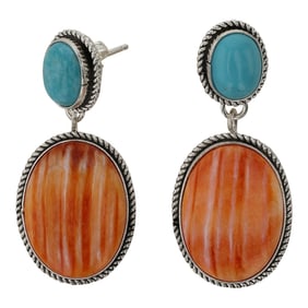 Navajo Turquoise & Spiny Oyster Earrings