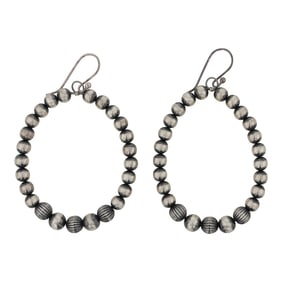 Navajo Oxidized Beads Hoop Earrings