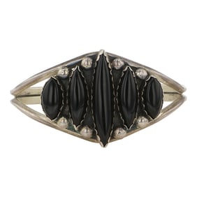 Spencer Navajo Black Onyx Graduated Cuff Bracelet