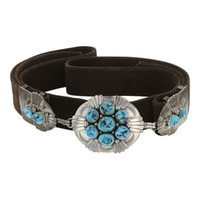 Don Chee Vintage Sleeping Beauty Turquoise Three piece Belt Buckle Belt