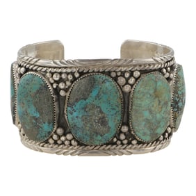 Vintage Navajo Nevada Turquoise Large Cuff Bracelet