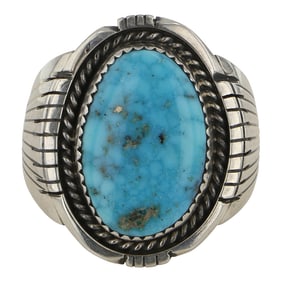 Angeline Miller Navajo Birdseye Kingman Turquoise Ring