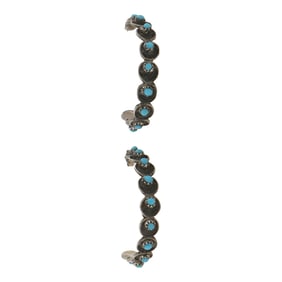 Zuni Kingman Turquoise Hoop Earrings