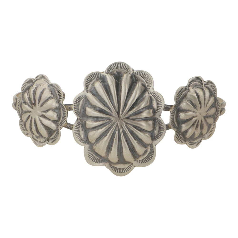 Navajo Plain Silver Concho Stamp Cuff Bracelet (1 of 3)
