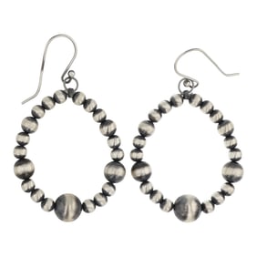 Navajo Oxidized Beads Mixed Size Hoop Earrings