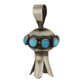 Navajo Kingman Turquoise Small Blossom Pendant