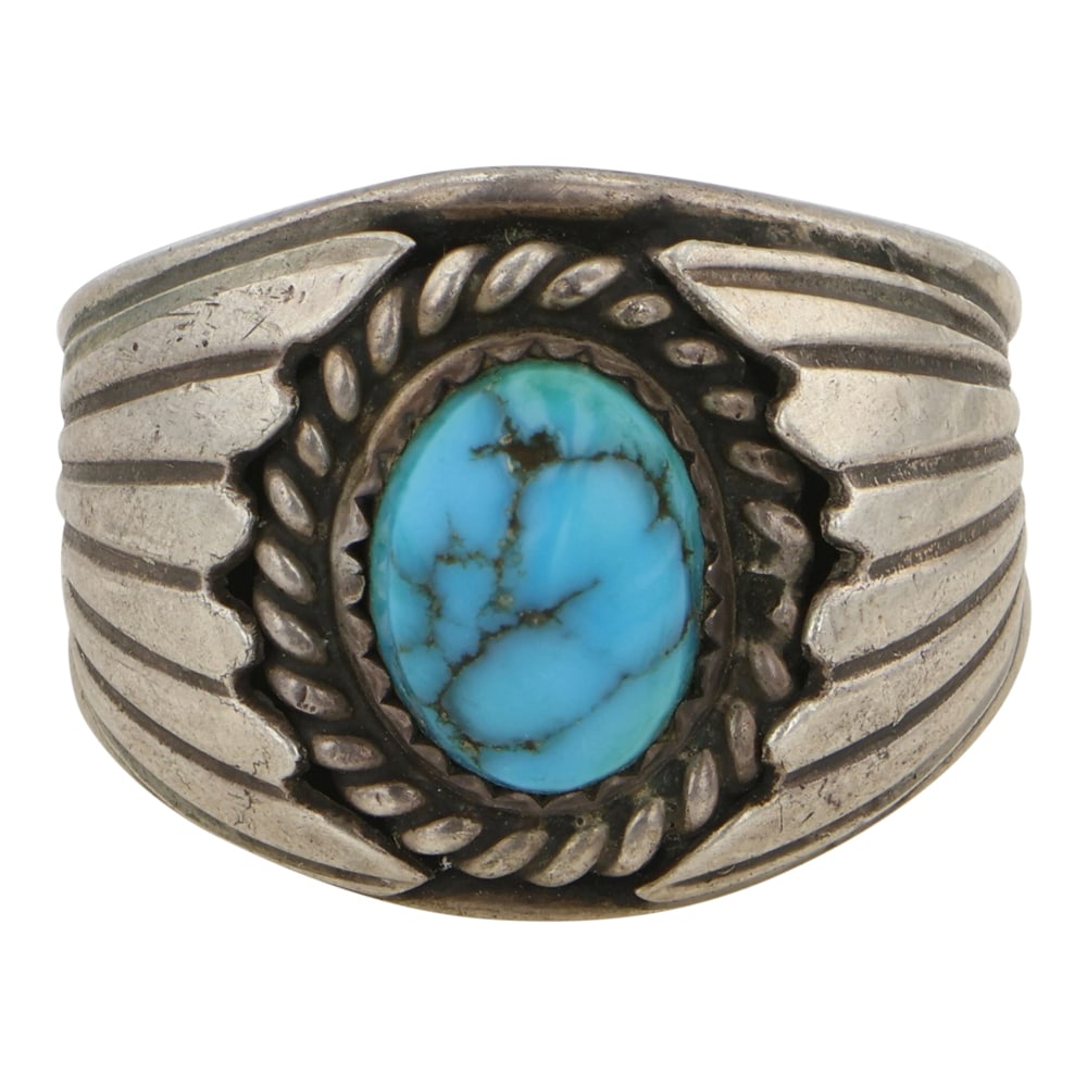 Vintage Navajo Spiderweb Turquoise Ring (1 of 3)