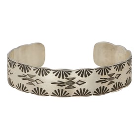 Navajo Plain Silver Stamp Cuff Bracelet