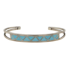 Zuni Turquoise Inlay Cuff Bracelet