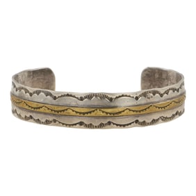 Navajo Sterling Silver & Gold Filled Cuff Bracelet