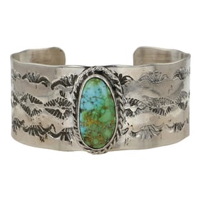 Gilbert Nez Sonoran Gold Turquoise Cuff Bracelet