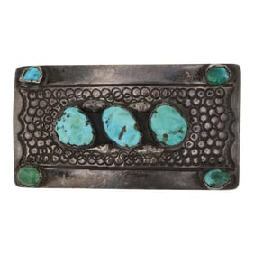 Vintage Navajo Kingman Turquoise Belt Buckle