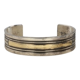 Harold Joe Navajo 14K Gold & Sterling Silver Cuff Bracelet