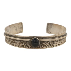 Navajo Black Onyx Cuff Bracelet